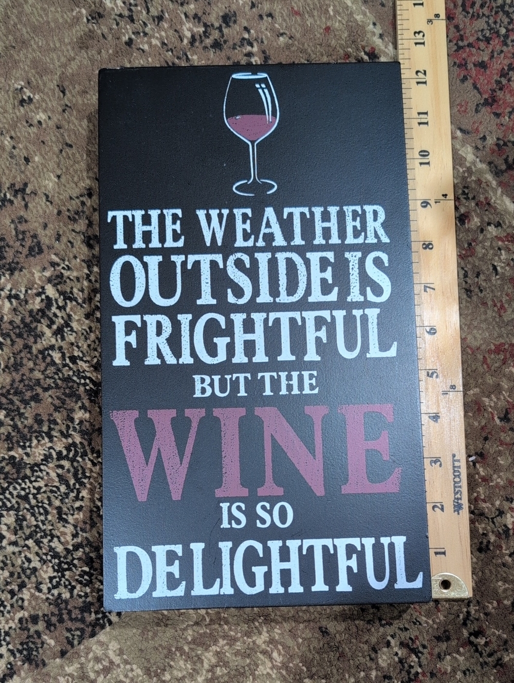 Wine-Themed Wall Sign - Black and Wine Red